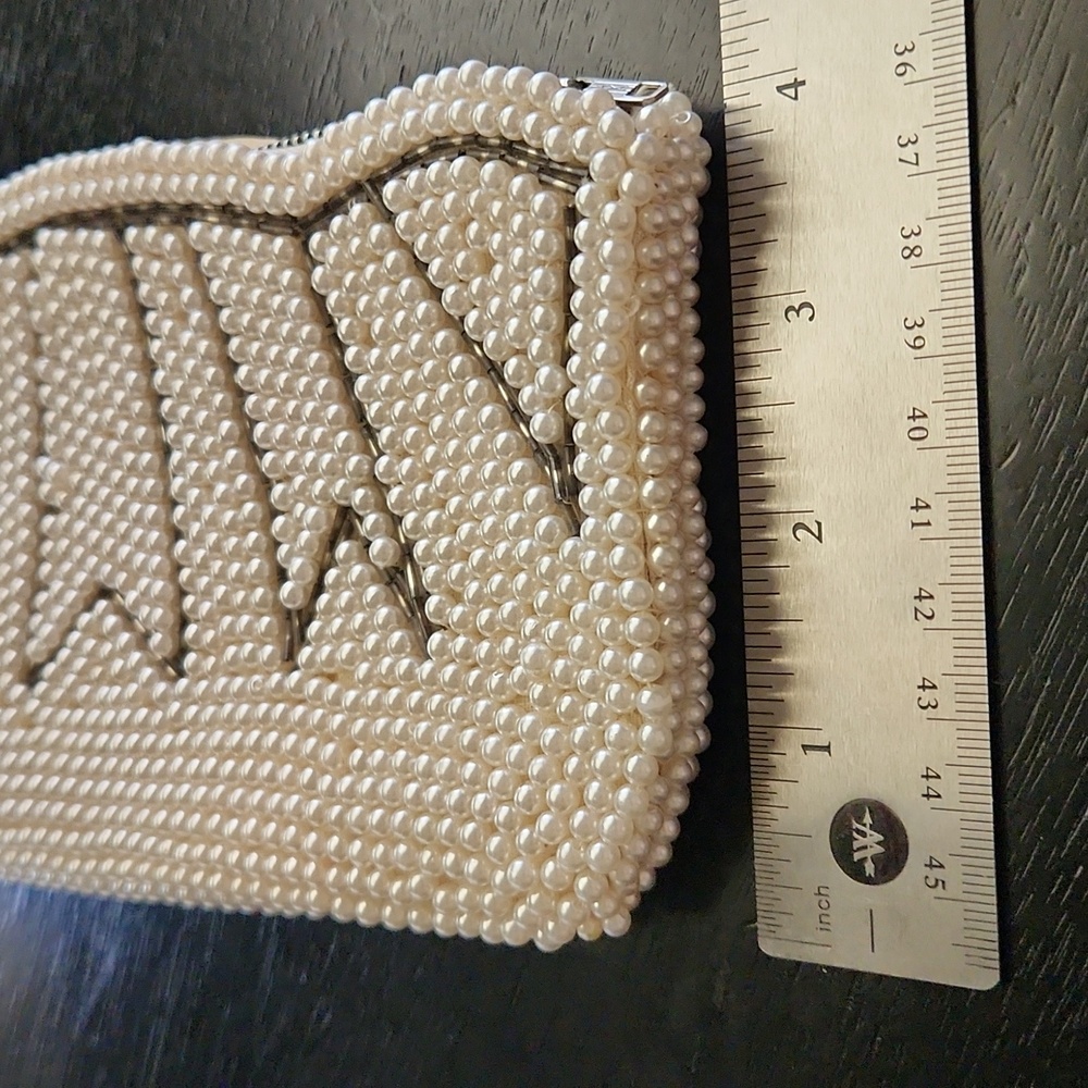 1960's vintage beaded faux pearls clutch bag made in Japan - Picture 6 of 9
